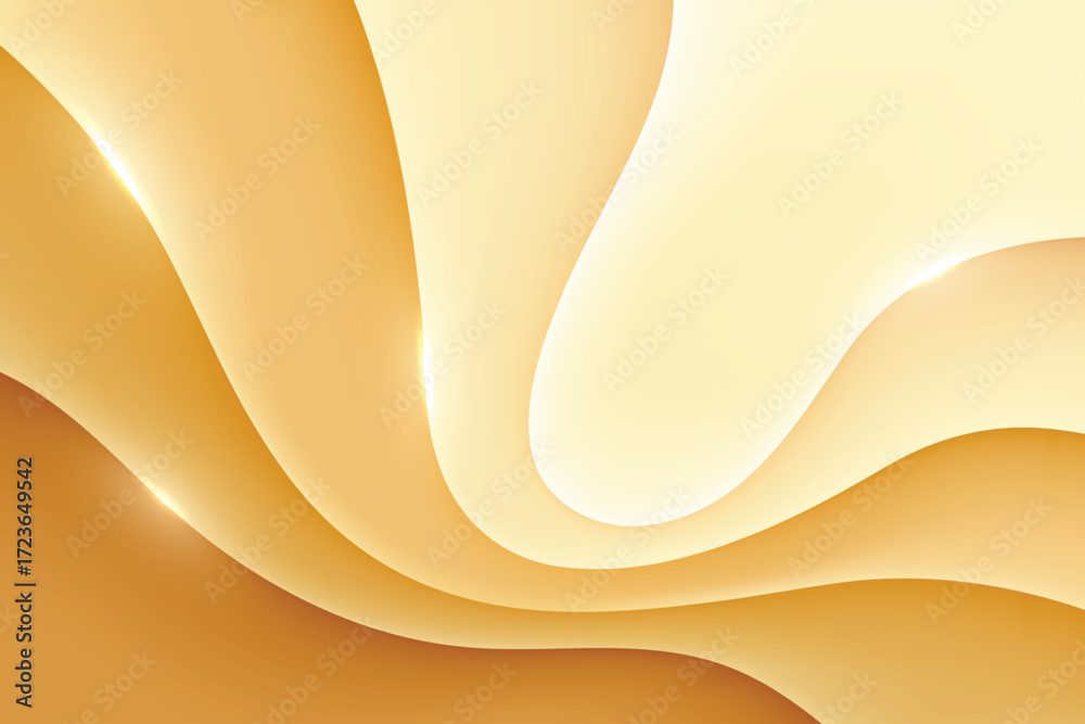 Wall mural abstract golden background with smooth waves and elegant shiny design pattern