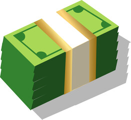 cash bundle pack of dollar banknotes with golden band