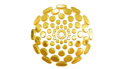 Abstract golden coins forming a mesmerizing spiral, representing digital finance and prosperity.