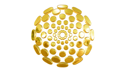 Abstract golden coins forming a mesmerizing spiral, representing digital finance and prosperity.