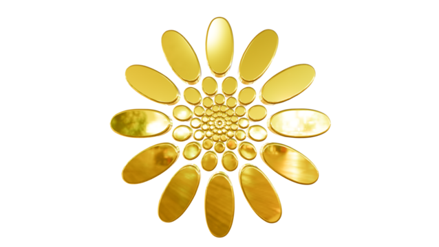 Dynamic Gold Ovals Forming a Radiant Spiral Pattern on a Dark Canvas