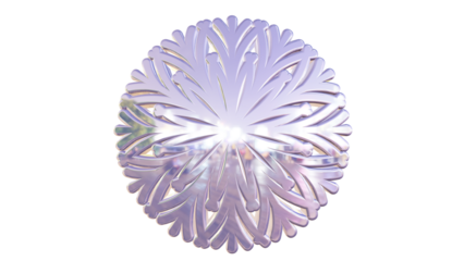 Elegant Reflective Iridescent Ornament with Intricate Pattern on a Deep Black Canvas