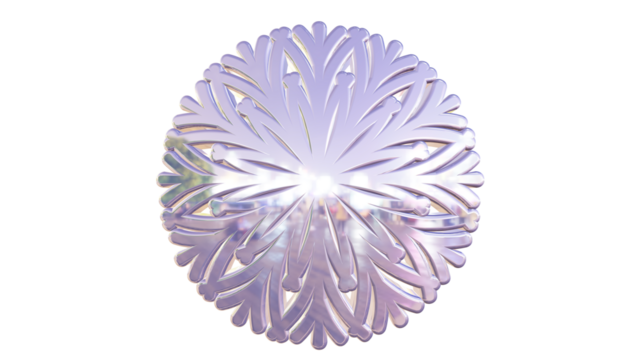 Elegant Reflective Iridescent Ornament with Intricate Pattern on a Deep Black Canvas - Powered by Adobe