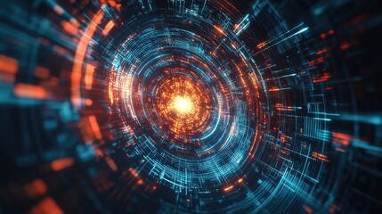 Obraz premium superposition quantum code scanning radar in a futuristic style