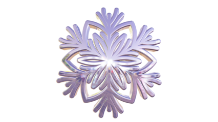 Abstract metallic snowflake design with shimmering reflections on a dark, dramatic background.