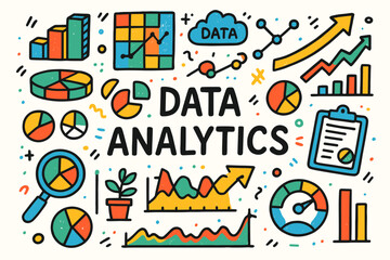 Obraz premium Data analytics flat icon set. statistics, charts, graphs, analysis icons in flat style.
