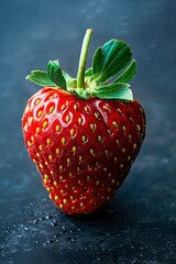 Fraise, fruit en photo macro, gros plan sur une fraise rouge