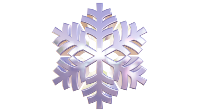 Shimmering Metallic Snowflake Illustration Glowing with Iridescent Light Against a Dark Background - Powered by Adobe