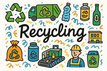 Naklejka premium Recycling and waste management icon set. eco-friendly, linear icons collection