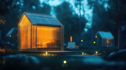 Obraz premium heating radiant effect on small house blueprint design