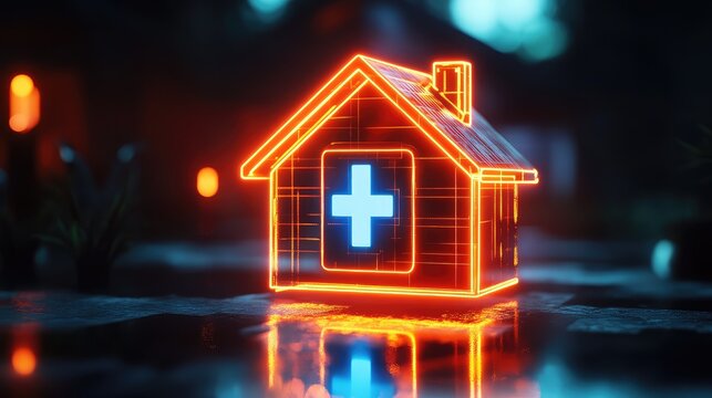 retro vintage medical landlord icon with a glowing effect