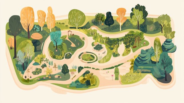 blueprint conceptual illustration of a garden design plan