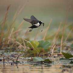 great blue heron in flight