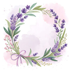 wedding card lavender wreath watercolor