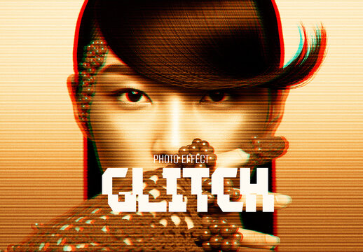 Glitch Photo Effect with RGB Shift and Scan Lines