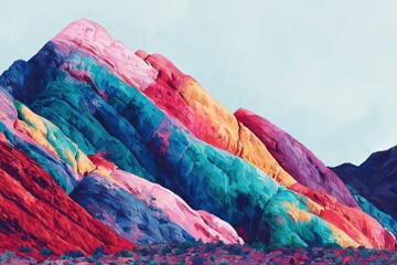 Vibrant, colorful mountain range