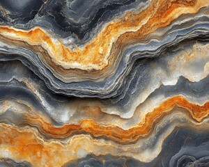 Obraz premium Grey & gold stone layers create wavy textured background. Great for backgrounds that need natural stone element.