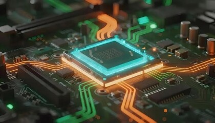 Obraz premium 光る回路を備えた中央処理装置
