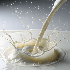 milk pouring down and making big splashes