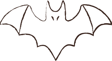 line vector illustration of a bat. hand drawn halloween bat. spooky flying bat.