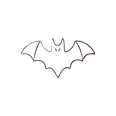 line vector illustration of a bat. hand drawn halloween bat. spooky flying bat.