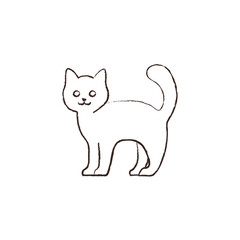 line vector illustration of a black cat. hand drawn halloween cat. spooky cat.