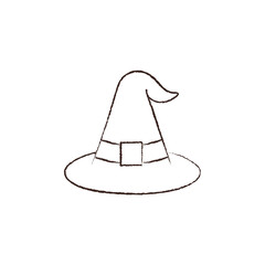 line vector illustration of a witch hat. hand drawn witch hat. halloween witch hat.