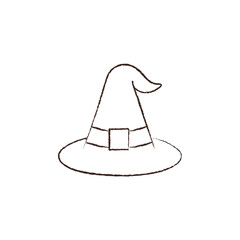line vector illustration of a witch hat. hand drawn witch hat. halloween witch hat.