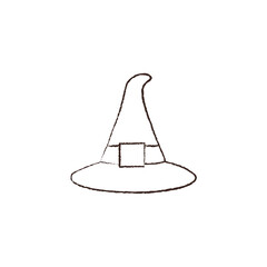 line vector illustration of a witch hat. hand drawn witch hat. halloween witch hat.