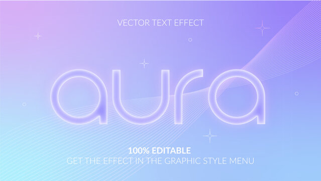 Neon Glow Aura Editable Text Effect  Futuristic Vector Typography Style Whimsical