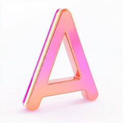 3D rendered capital letter A in vibrant pink and peach holographic gradient