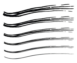 Brush Scribble Ink Hand Drawn Stylish Border Set Design Vector Illustration