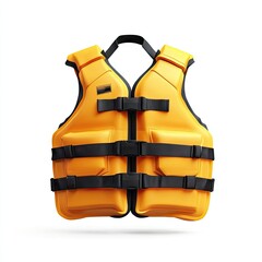 Bright yellow life vest, black straps