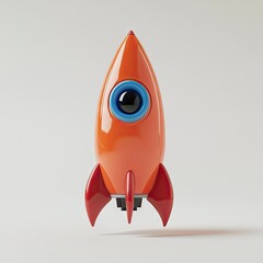 Orange rocket, glossy finish, simple design