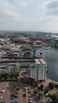 Aerial view of Cardiff Bay, the Capital of Wales, UK 2025