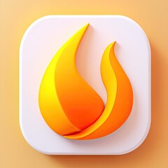 Orange flame icon on white square