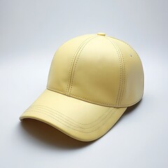 A pale yellow baseball cap with light stitching