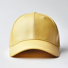 Yellow baseball cap, smooth faux leather