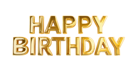 Gold Happy Birthday Text on Black Background