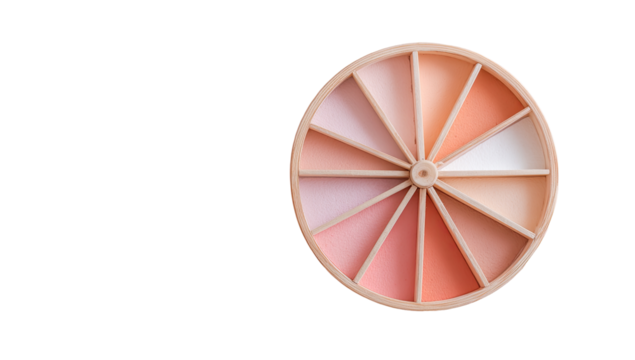 Circular makeup palette with shades of beige and peach
