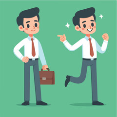 cartoon illustration of simple businessman 
