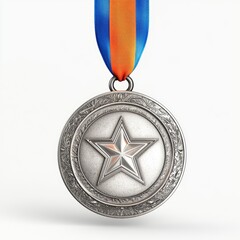 Silver medal with star and ribbon (1)