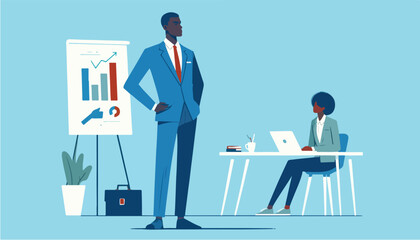 illustration of businessman in Presentation