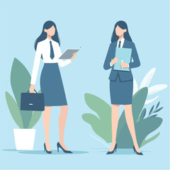 vector illustration of simple business woman character