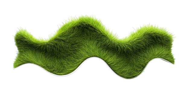 Green Wave Grass on Transparent Background