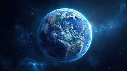 Stunning Earth View from Space with Bright Starry Background