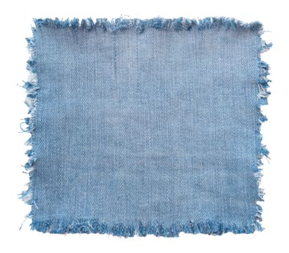 Piece of torn denim on a white background. Denim texture