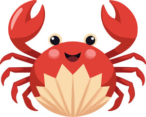 Happy Hermit Crab Cartoon Vector with Smile and Shell – Cute Minimalist Marine Animal Clipart for Kids and Beach Designs