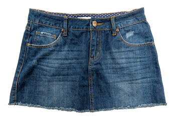 Denim women skirt on white background. Denim skirt isolate