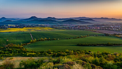 sunset of the Czech Central Mountain (Czech Republic) Europe. © vaclav